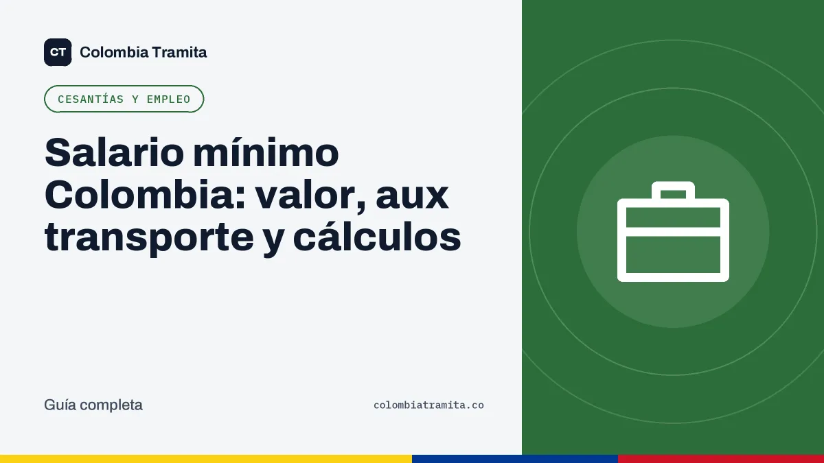 Salario mínimo Colombia: valor, aux transporte y cálculos